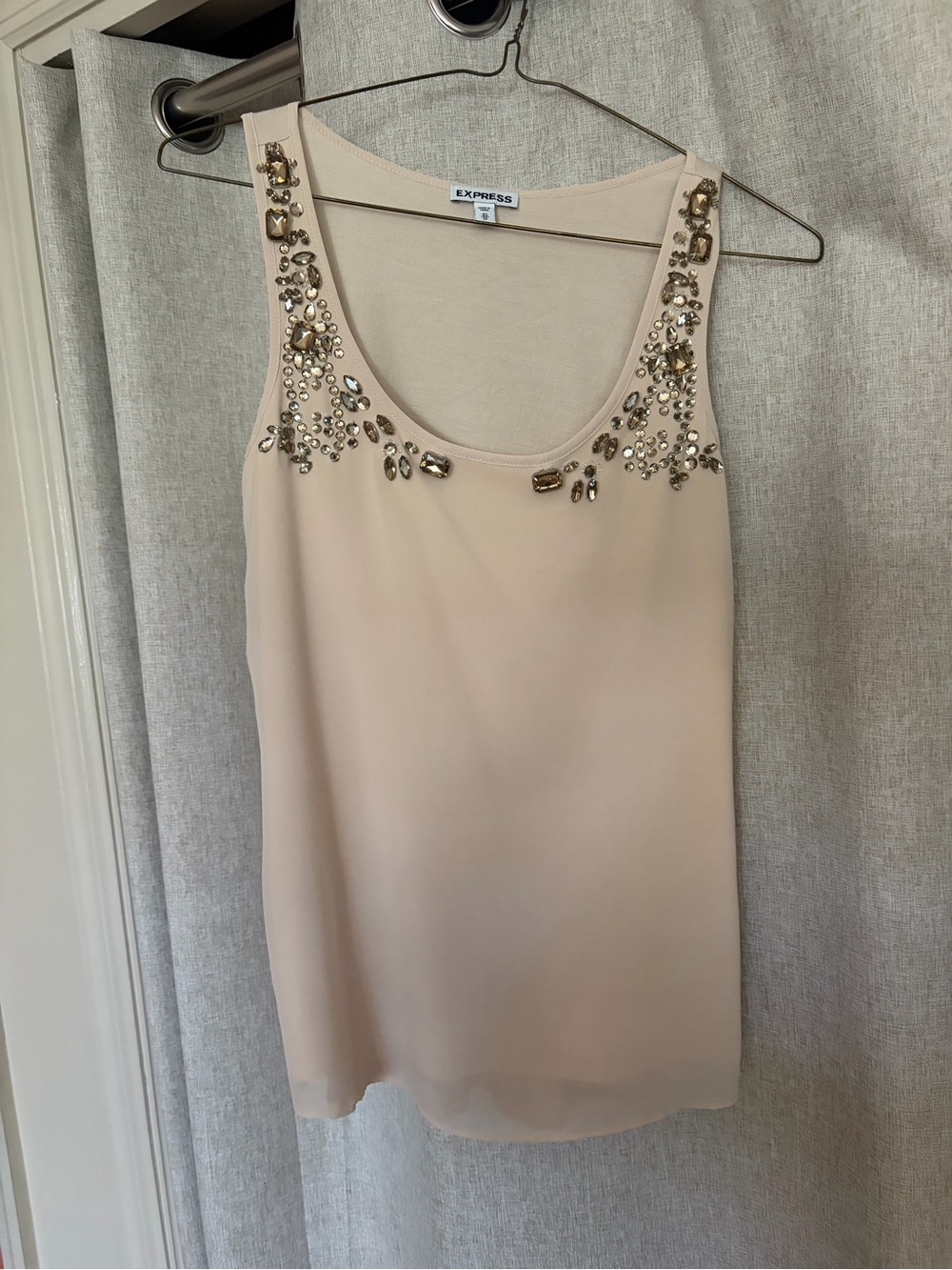 Express Sleeveless Tank Top - Ivory with Gold Accents